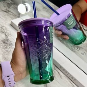 Starbucks Purple Blue Glass Tumbler